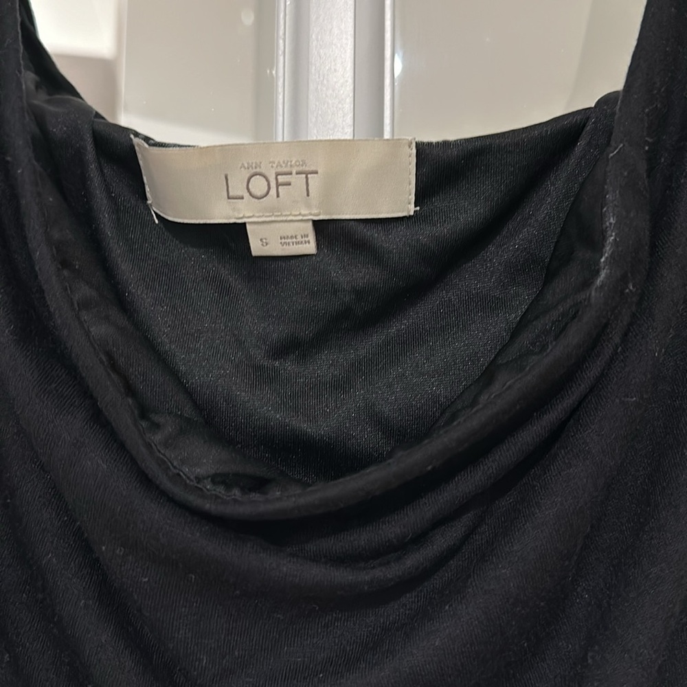 LOFT off the shoulder black jersey maxi dress size small - Picture 4 of 5